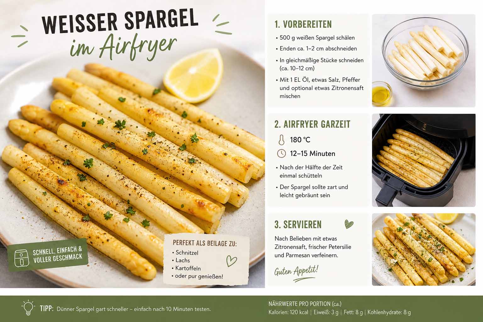 Weißer Spargel im Airfryer